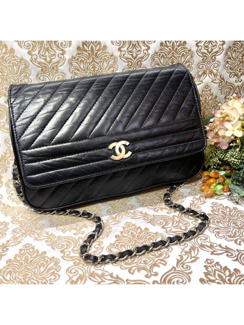 Chanel Vintage Mademoiselle CC Logo Chain Shoulder Bag